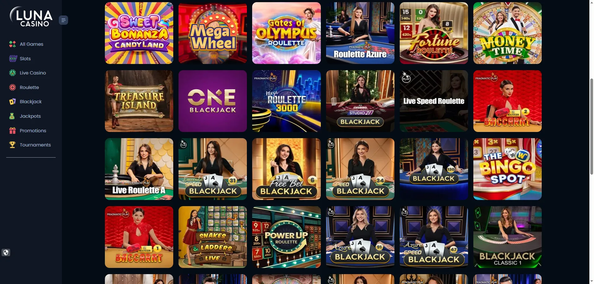Mesa de ruleta en vivo en Luna Casino con crupier real