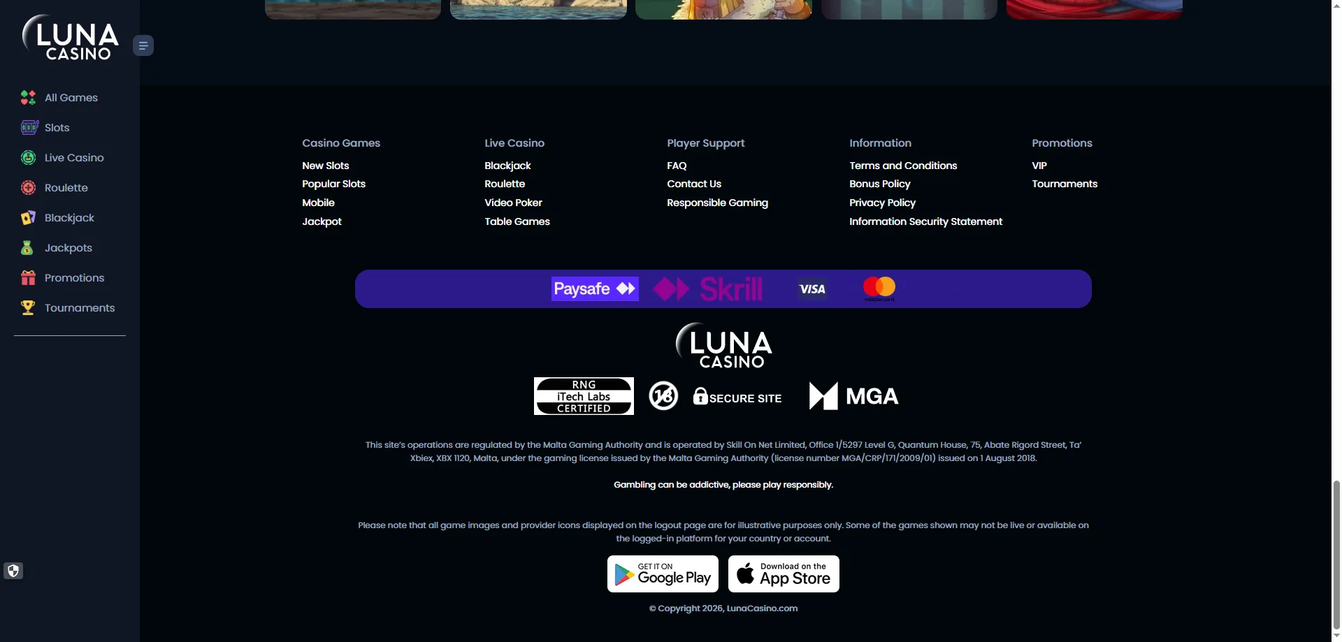 Métodos de depósito y retiro seguros en Luna Casino